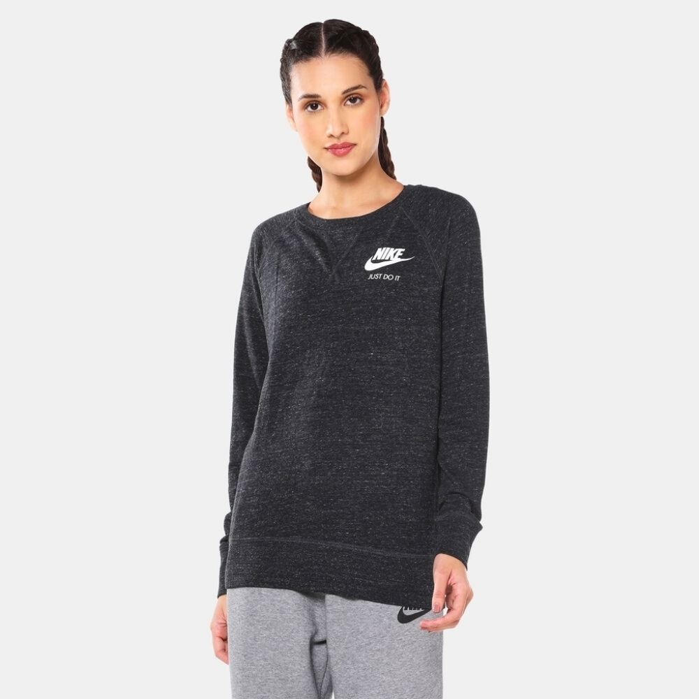 Nike Black Heather Crewneck Sweatshirt with White Logo